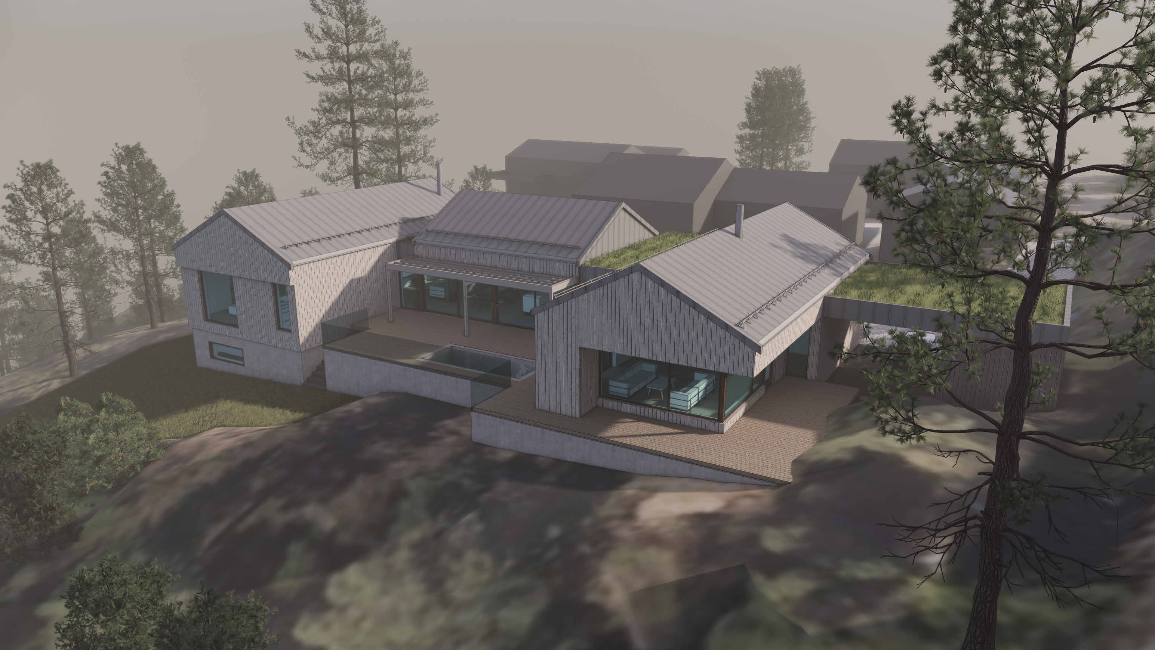 Perspektivillustrasjon av Tømmervegen 10 i Namsos, tegnet av Plan3Arkitektur AS